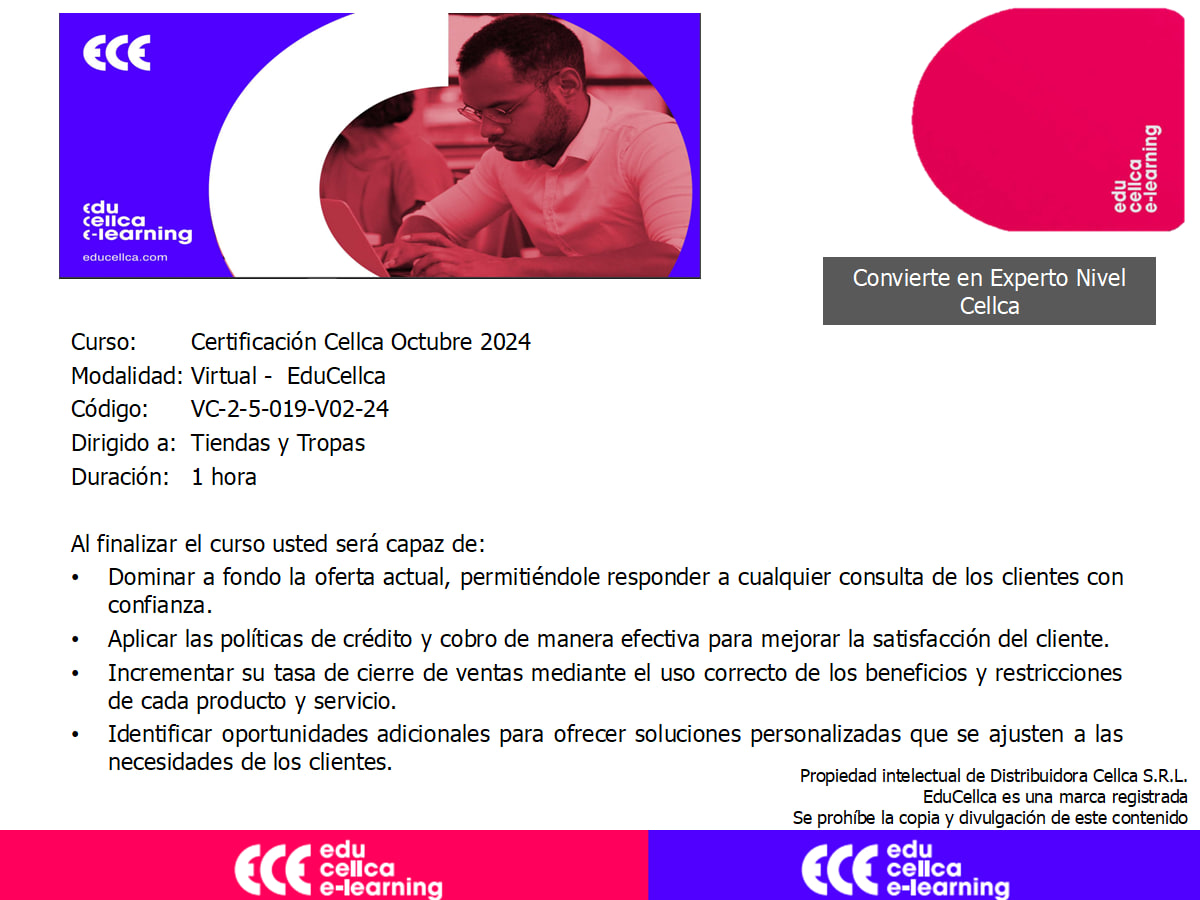 Certificación Cellca Octubre 2024